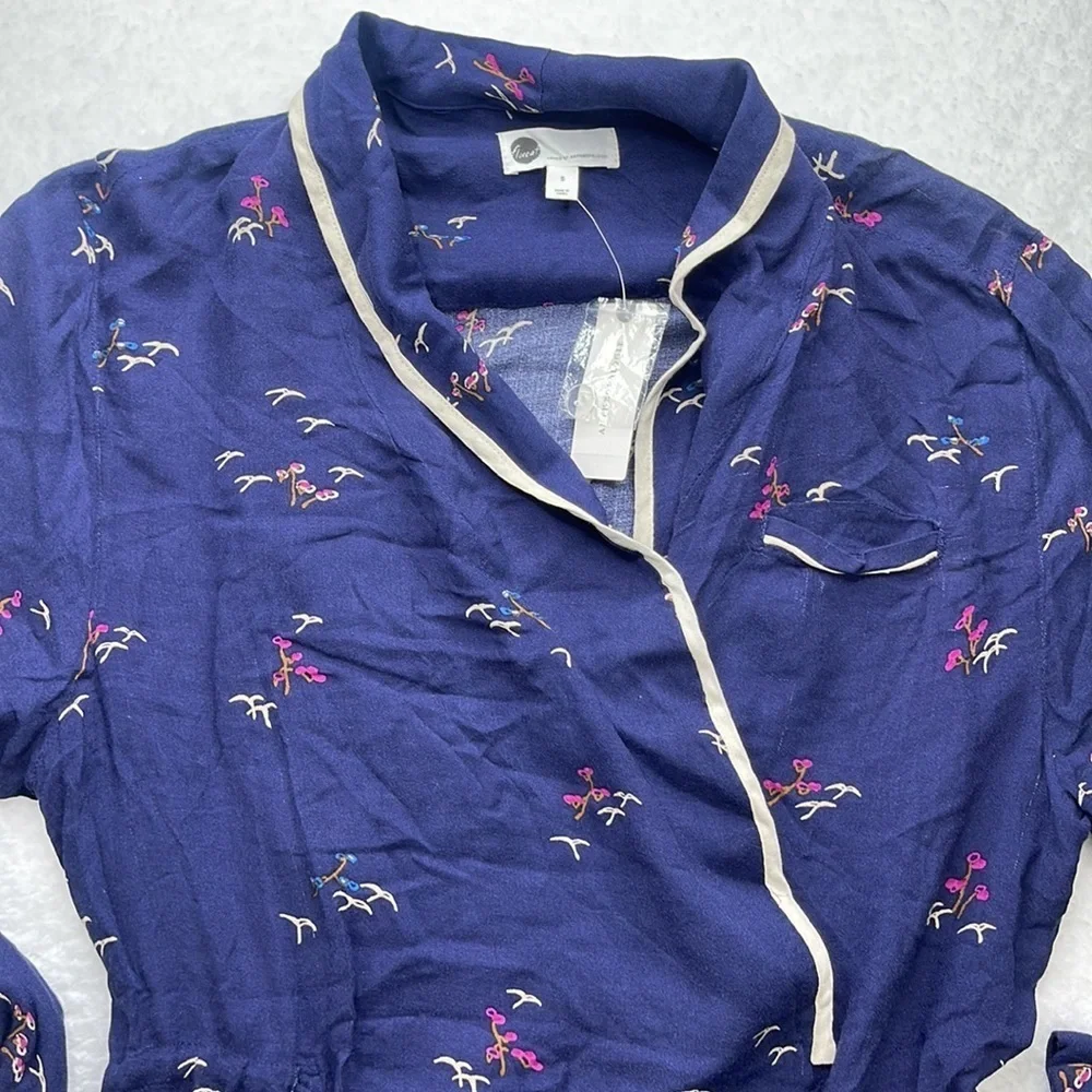 Anthropologie Floreat Pajama Jumpsuit Bird Print Jumpsuit S